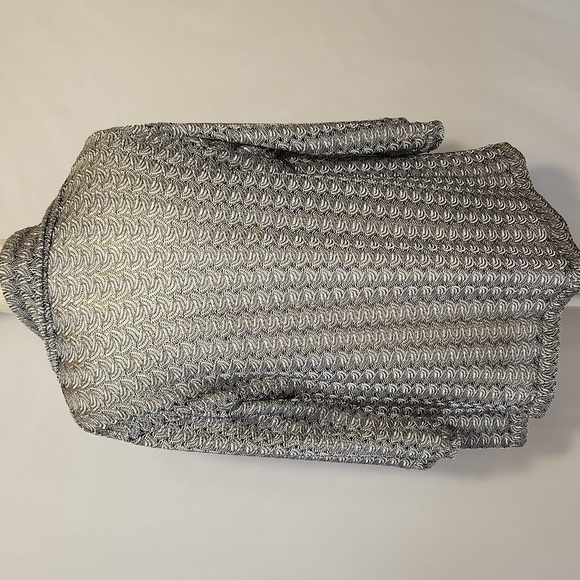 Chico's Travelers Open Front Open Weave 3/4 Sleeve Silvery Luster Mimi Jacket - Picture 5 of 11